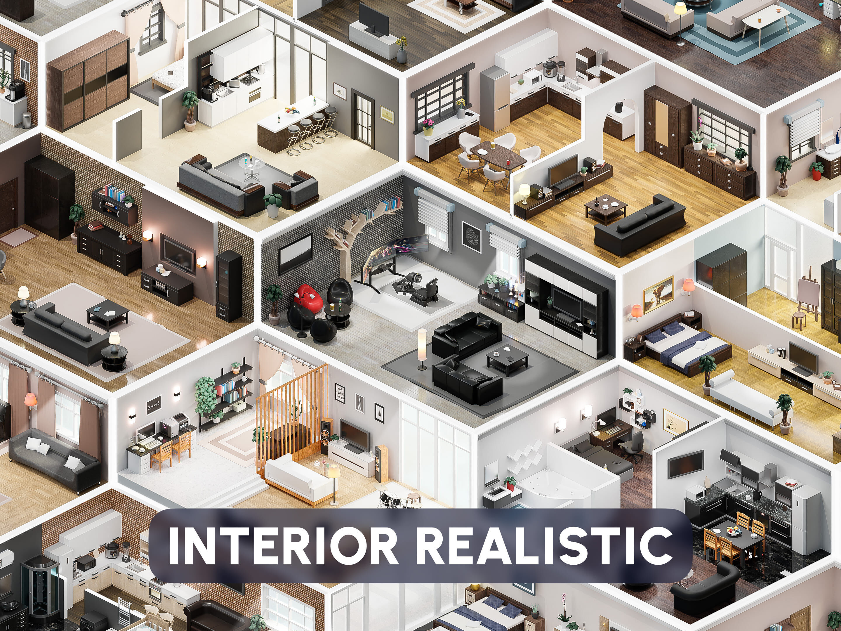 Interior Realistic Low-poly 3D model_0