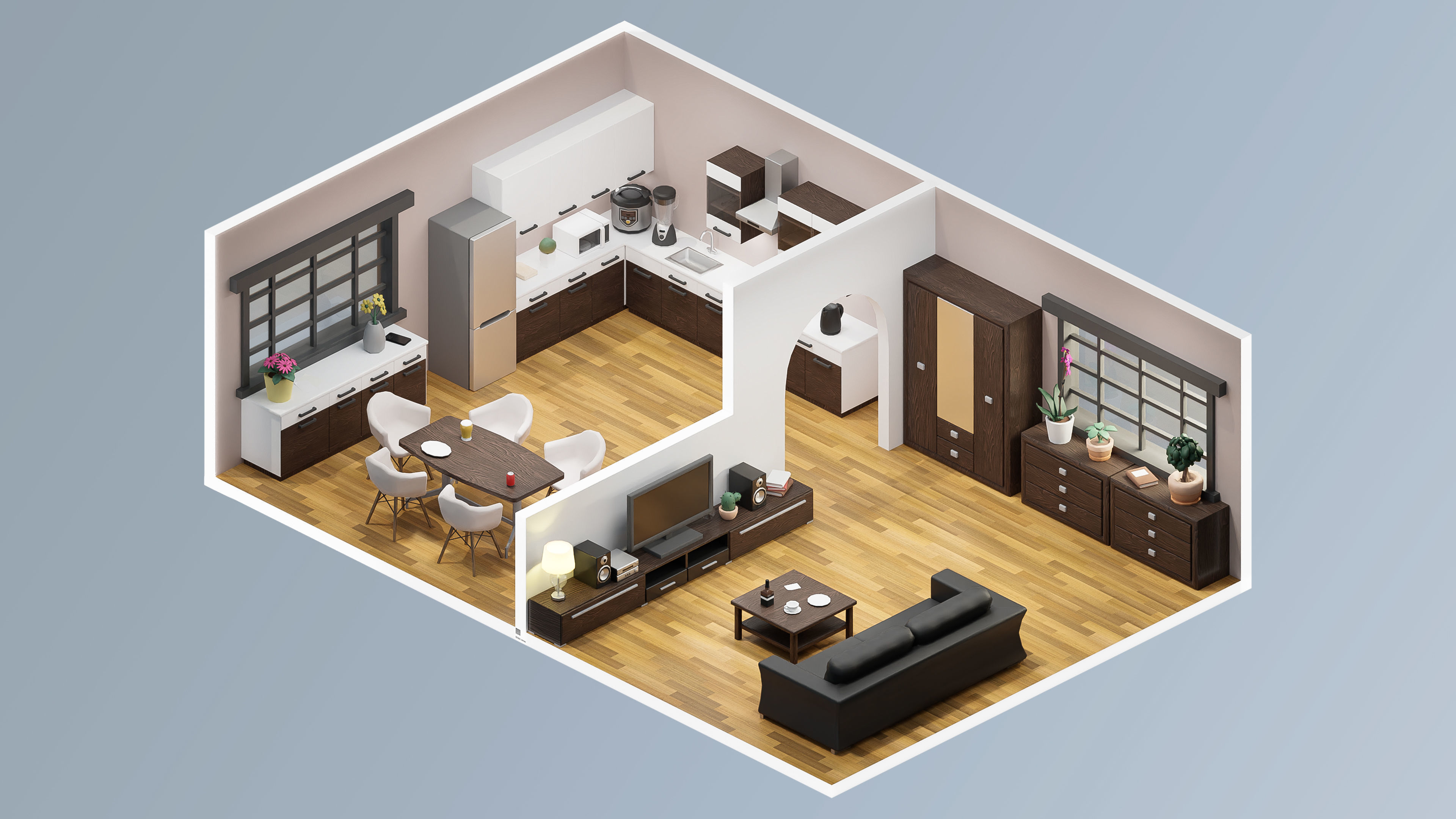 Interior Realistic Low-poly 3D model_20