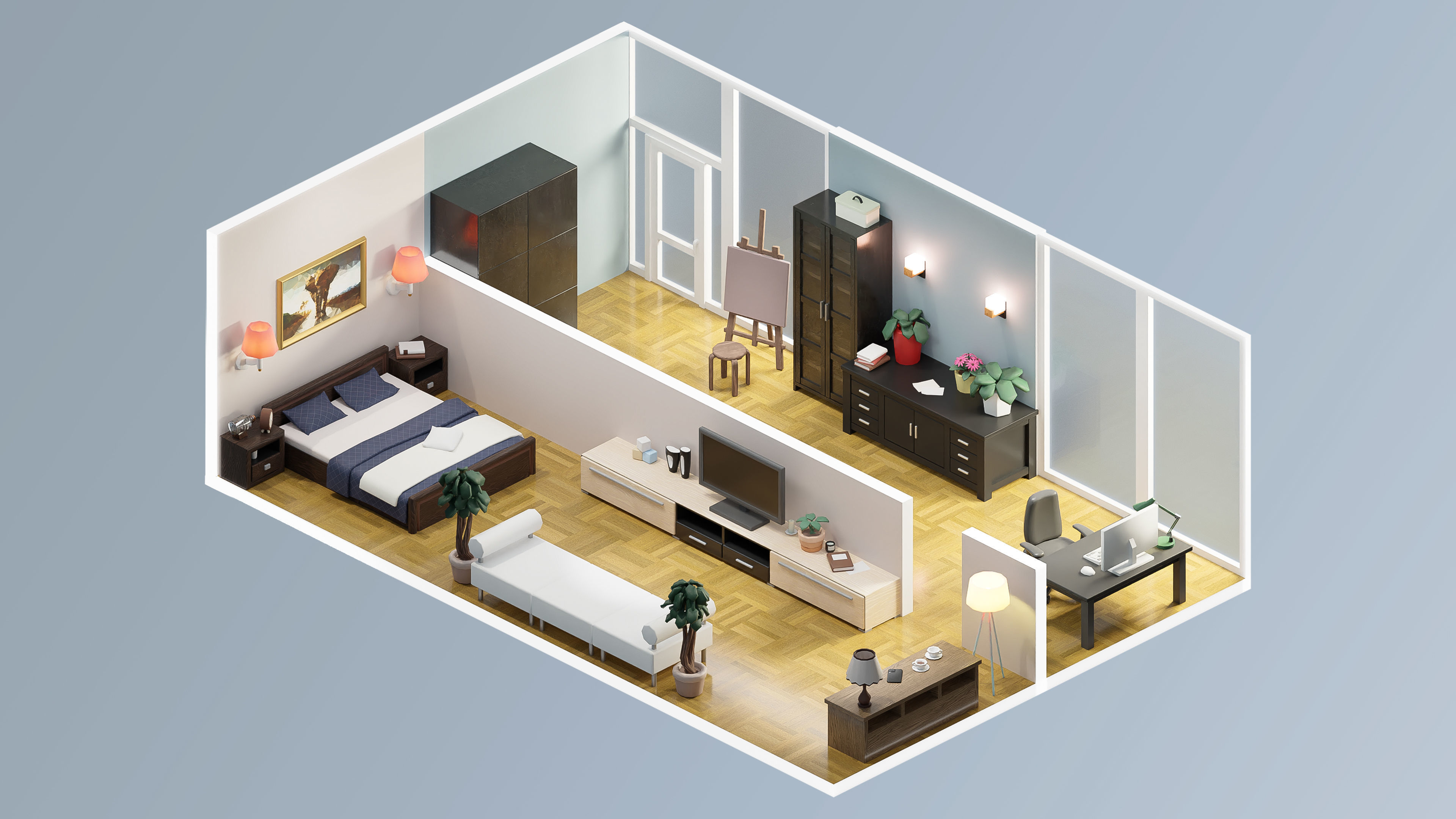Interior Realistic Low-poly 3D model_23