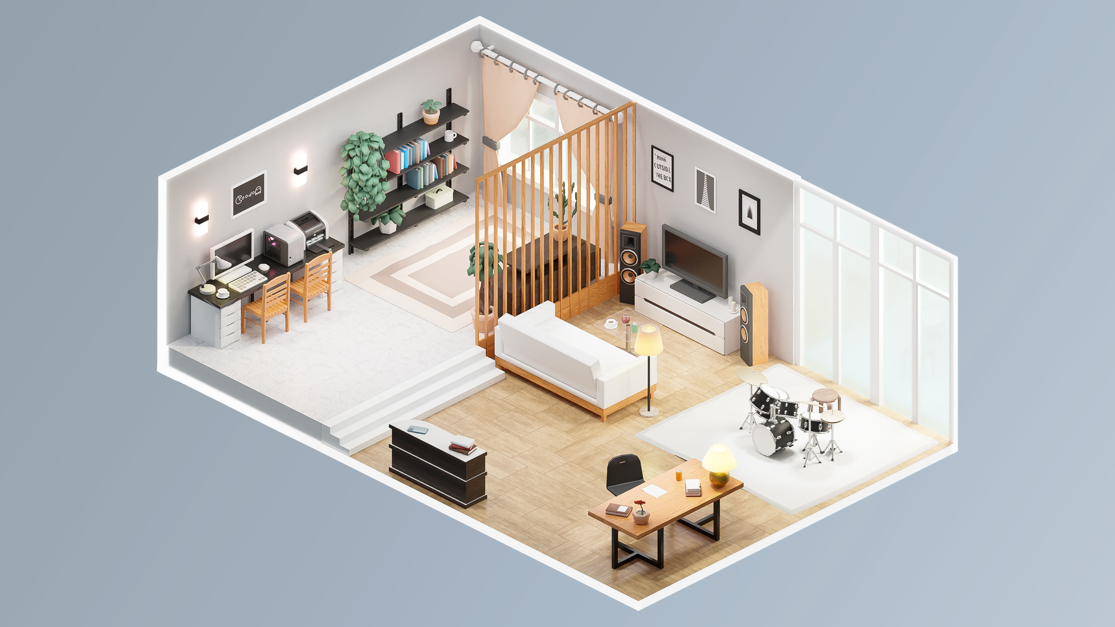 Interior Realistic Low-poly 3D model_22