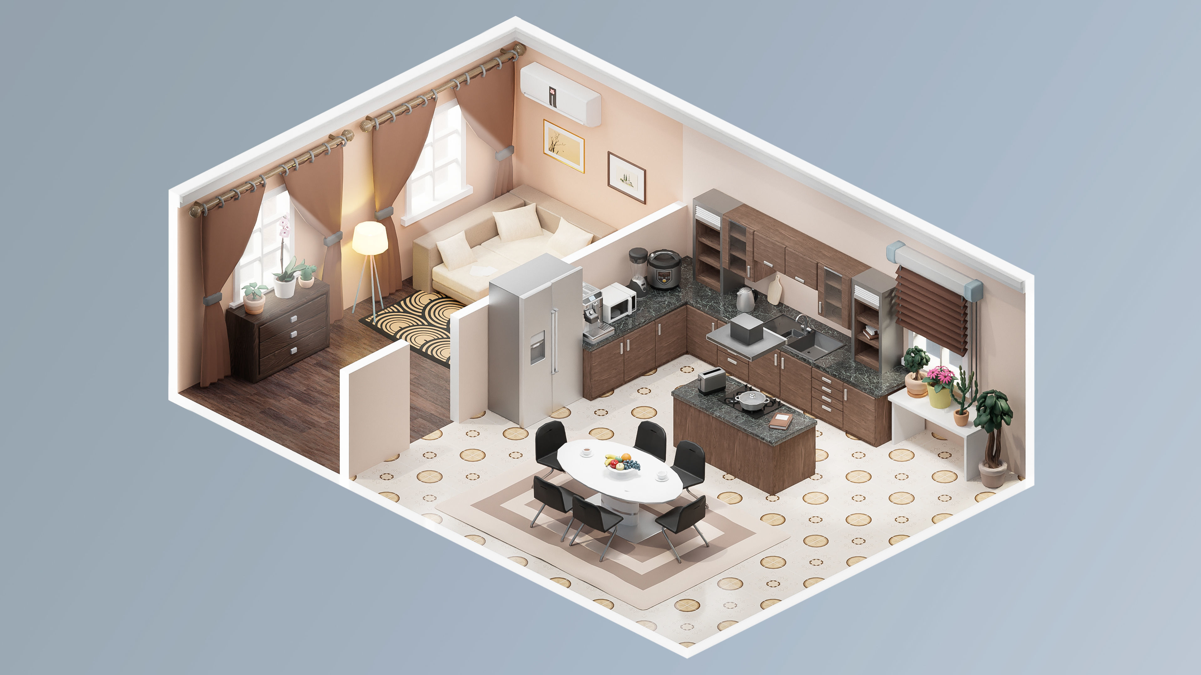 Interior Realistic Low-poly 3D model_38
