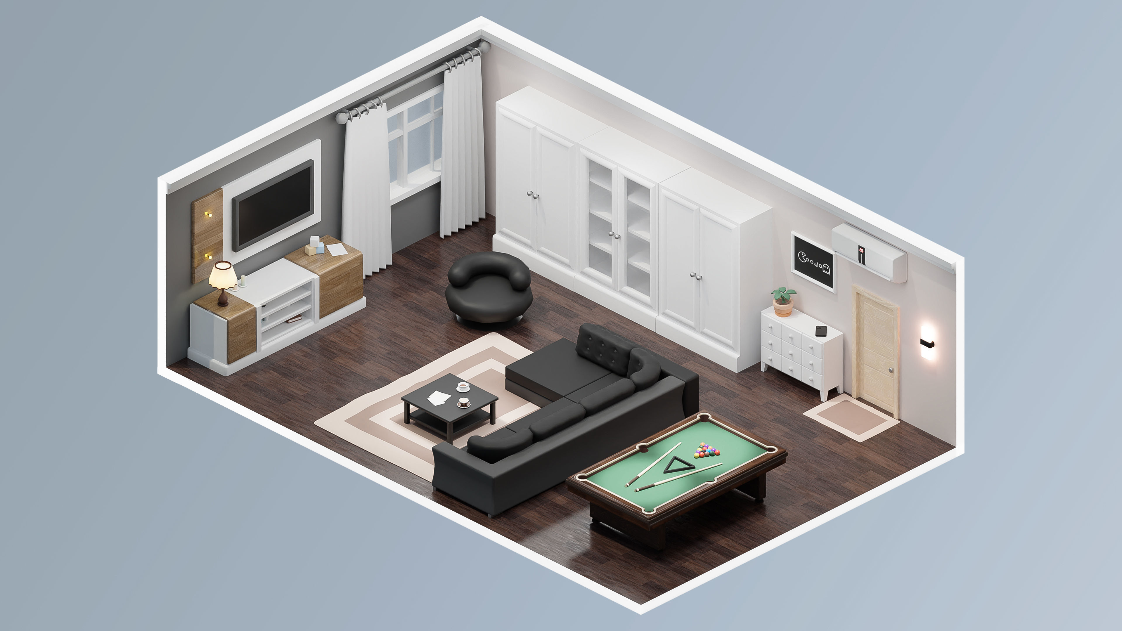 Interior Realistic Low-poly 3D model_8