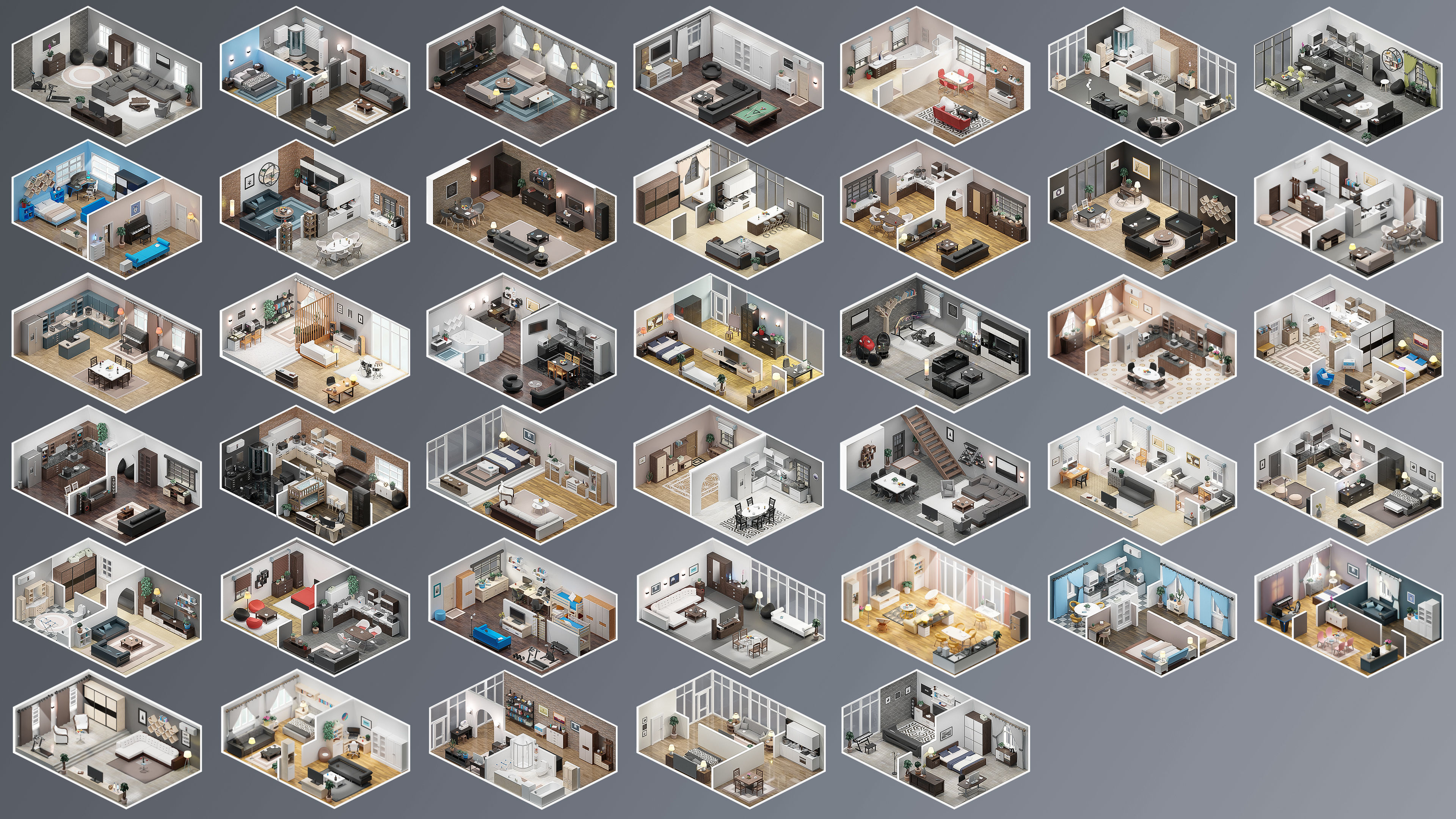 Interior Realistic Low-poly 3D model_3