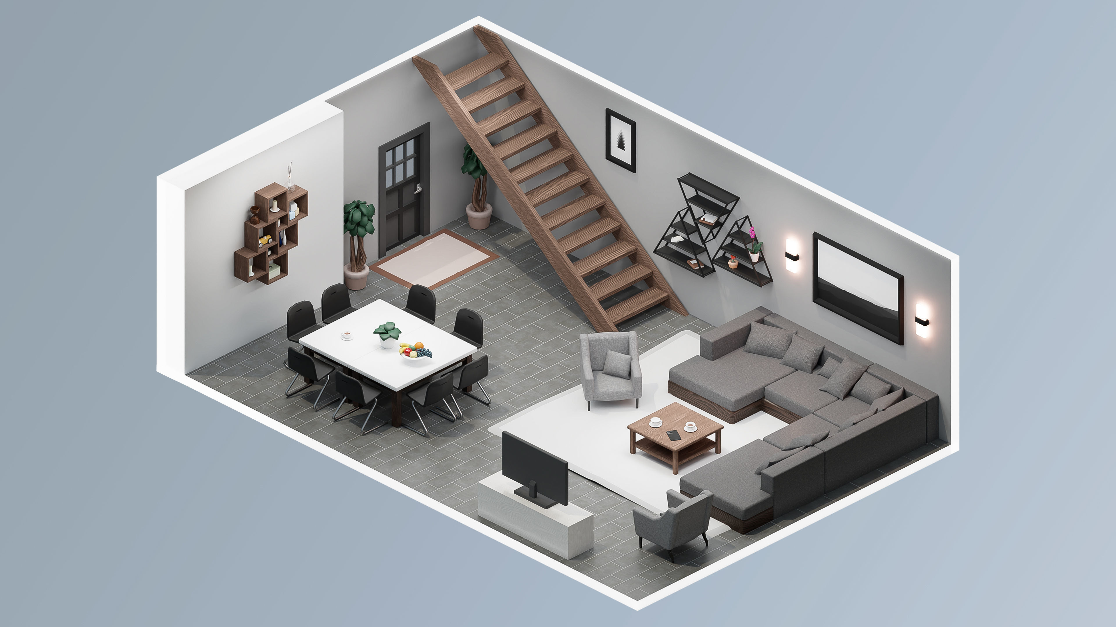 Interior Realistic Low-poly 3D model_17