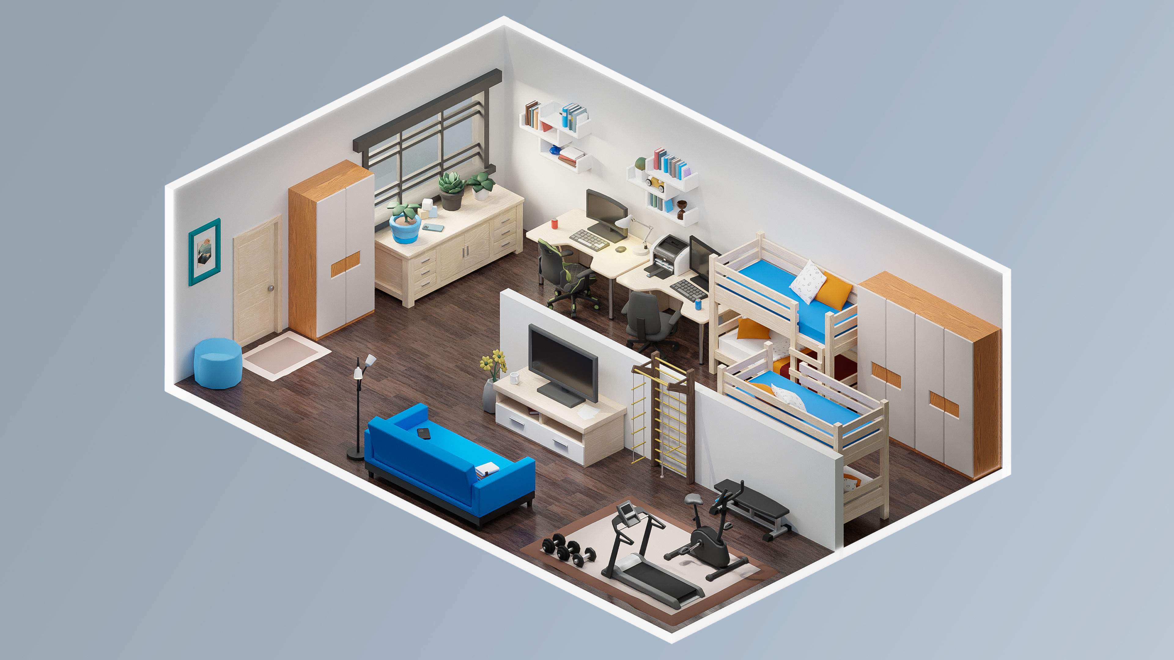 Interior Realistic Low-poly 3D model_27