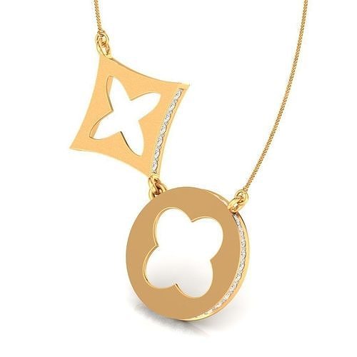 pendent gold diamond bar necklace 3D print model