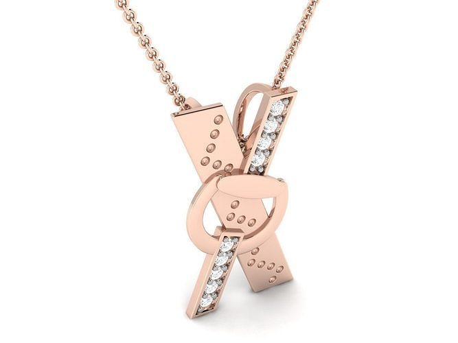 pandent rose gold bar necklace 3D print model
