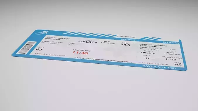 Flight ticket - Boardingpass 3D model