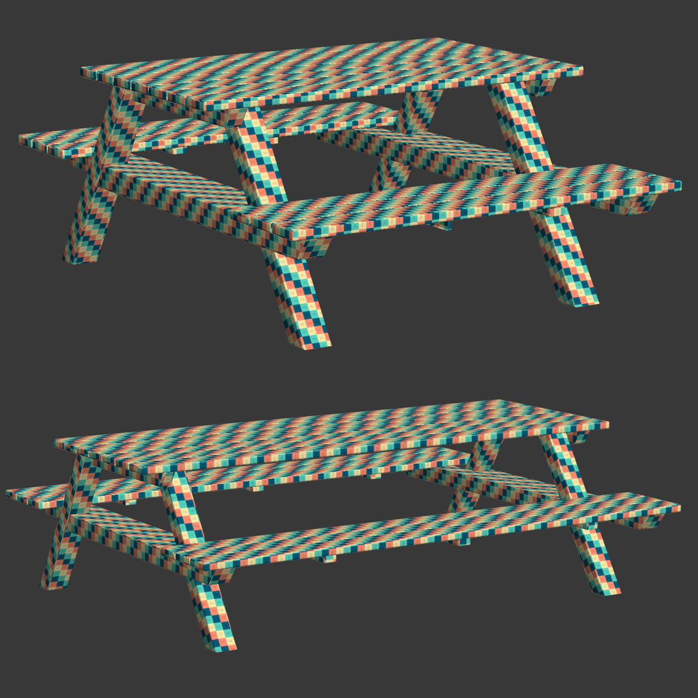 Nia Wooden Garden Tables by Bpoint Design  Low-poly 3D model_7