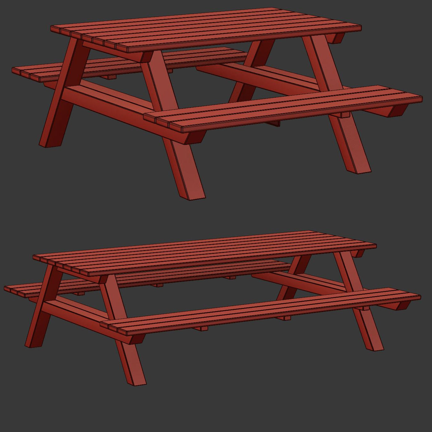 Nia Wooden Garden Tables by Bpoint Design  Low-poly 3D model_6
