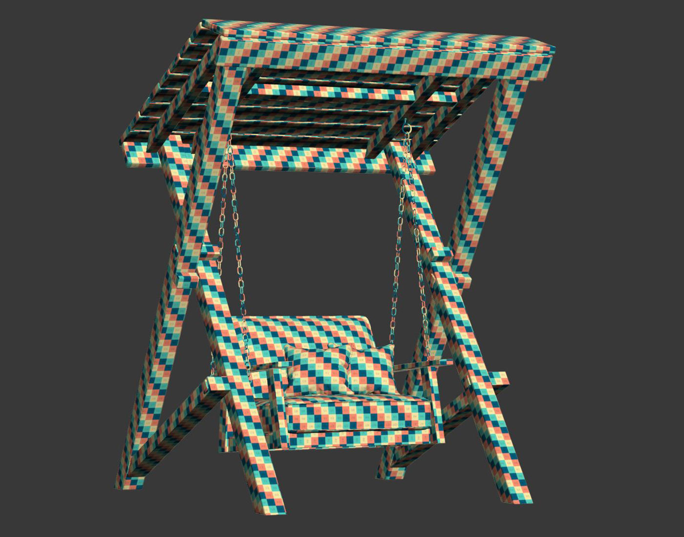Nia Wooden Garden Single Swing by Bpoint Design 3D model_4