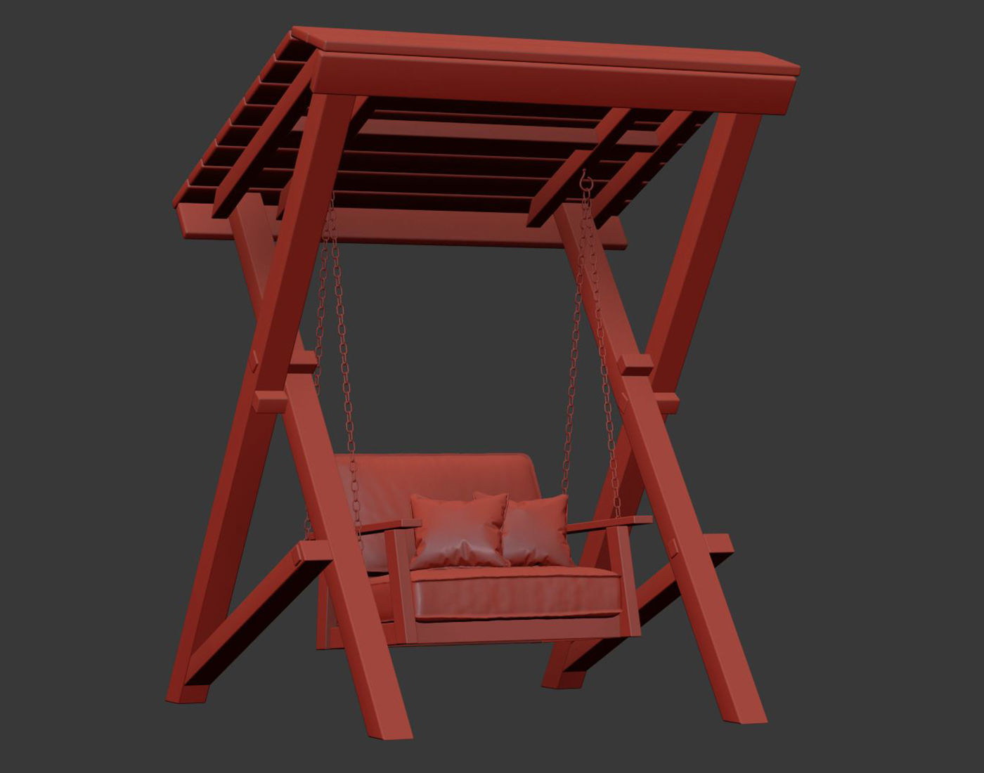 Nia Wooden Garden Single Swing by Bpoint Design 3D model_6