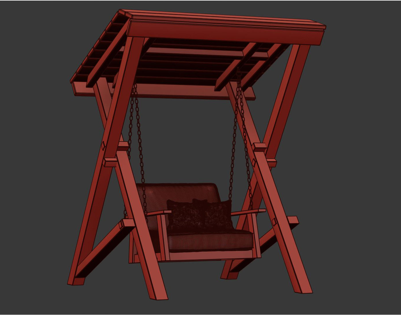 Nia Wooden Garden Single Swing by Bpoint Design 3D model_5