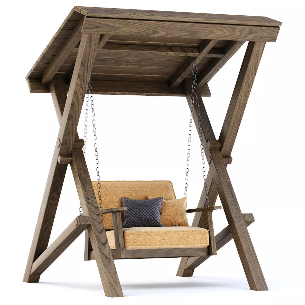 Nia Wooden Garden Single Swing by Bpoint Design 3D model_0