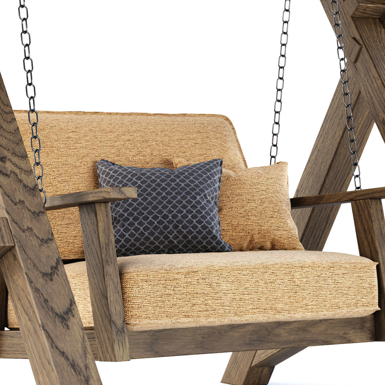 Nia Wooden Garden Single Swing by Bpoint Design 3D model_1