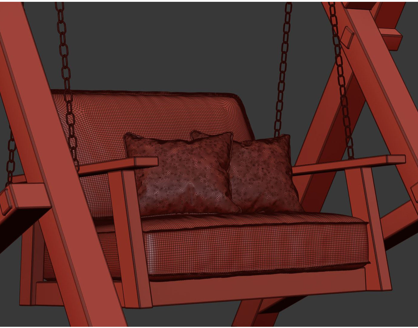 Nia Wooden Garden Single Swing by Bpoint Design 3D model_7