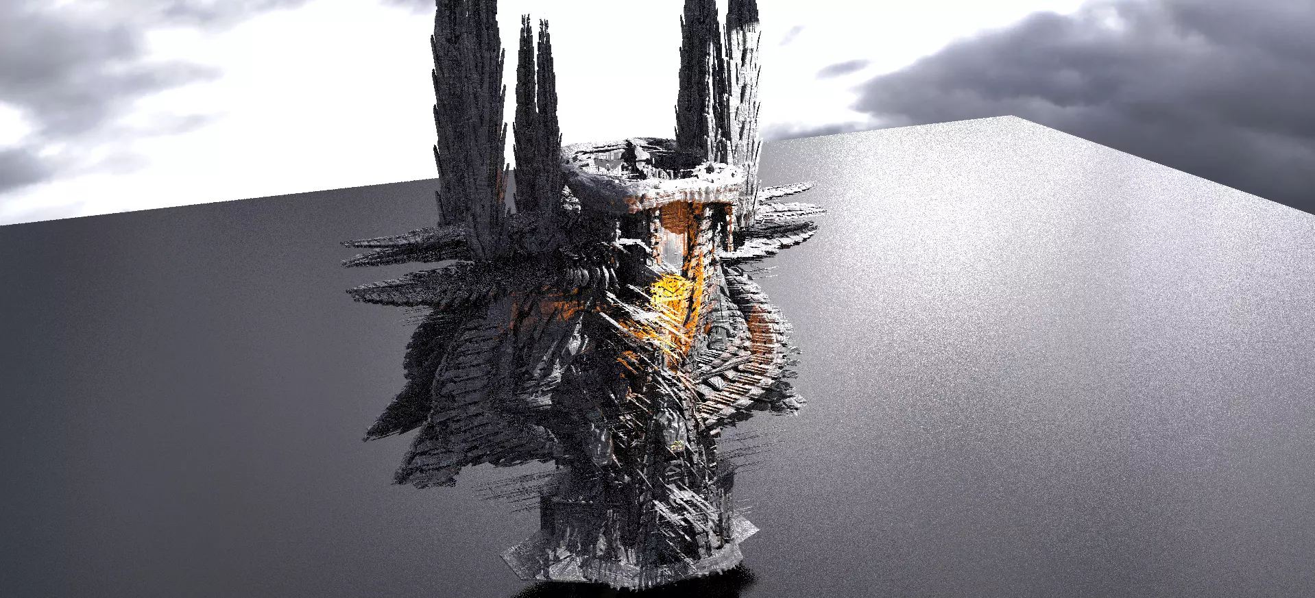 Energy Spiral Fusion Core Towers Kitbash 3D model_0
