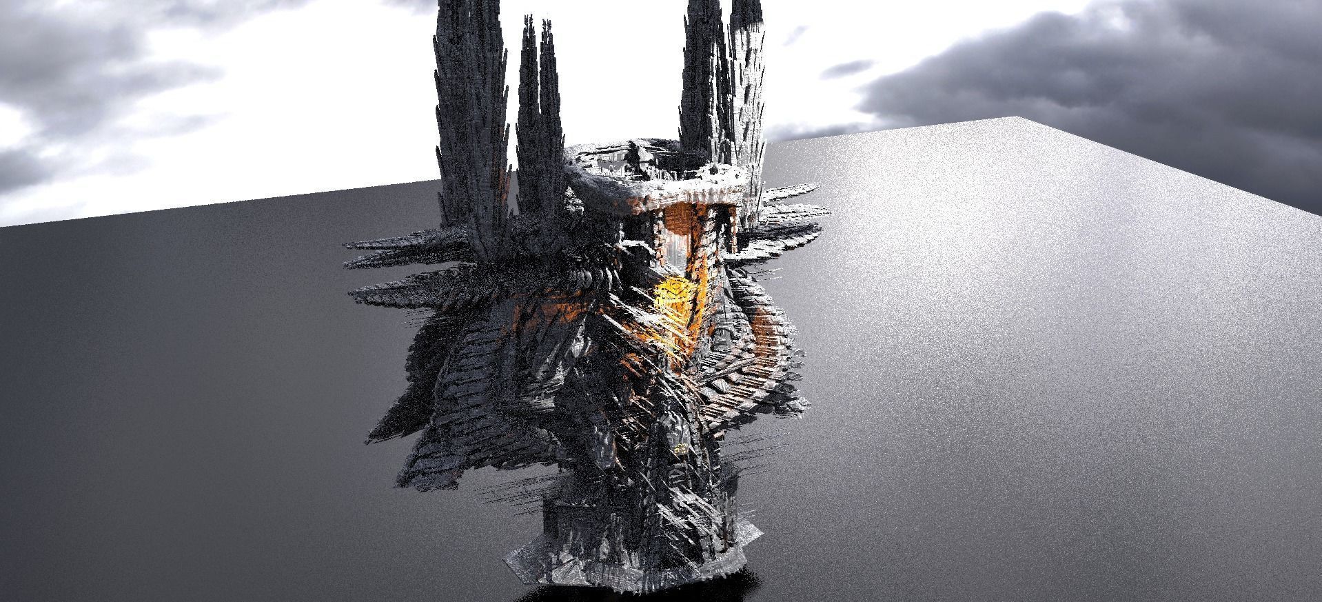 Energy Spiral Fusion Core Towers Kitbash 3D model_1