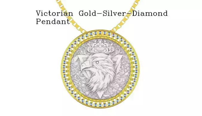 Eagle Victorian Double tone Diamond Pendant 3D print model