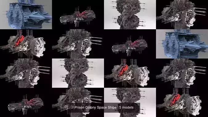 Prison Colony Space Ships 3D Model Collection