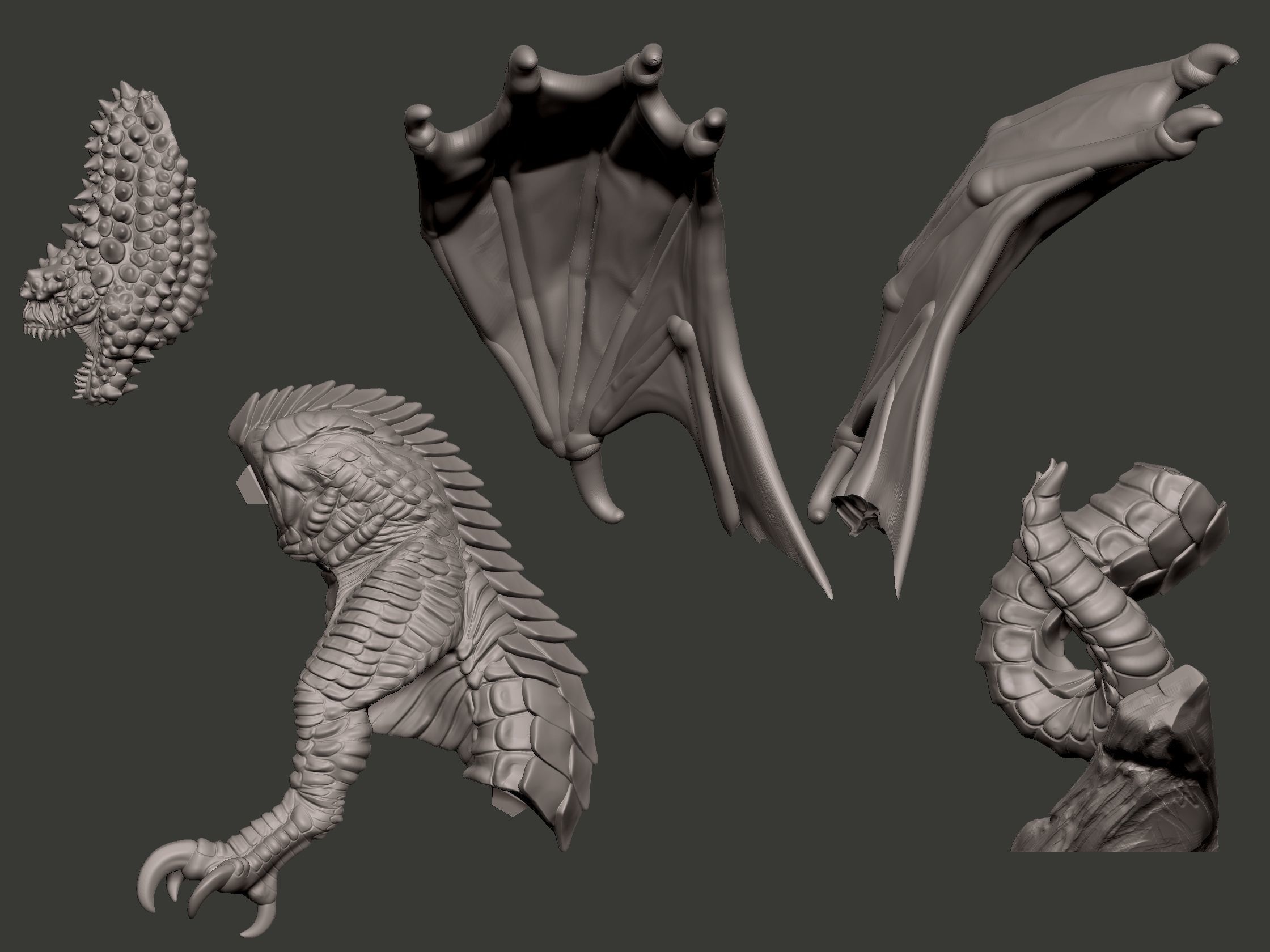 Wyvern dragon statue 3D print model_2