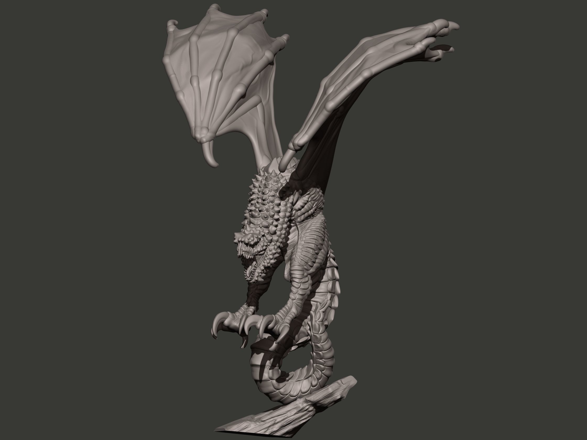 Wyvern dragon statue 3D print model_6