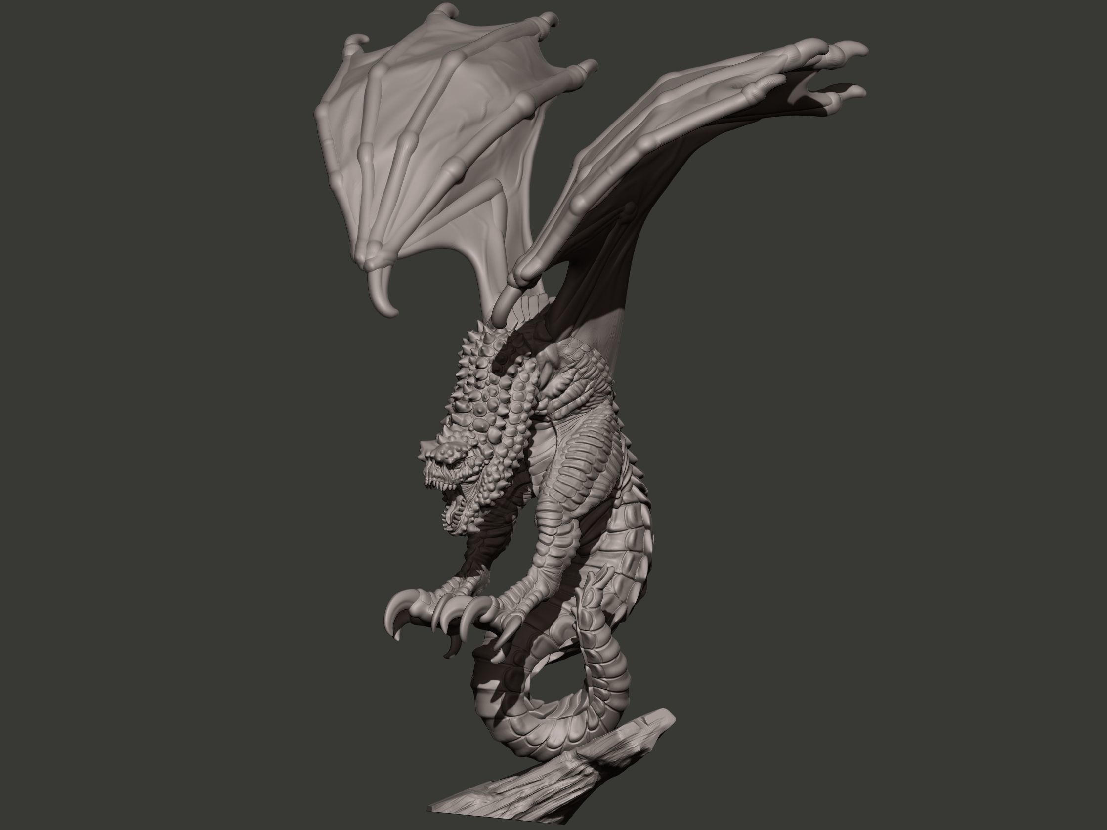 Wyvern dragon statue 3D print model_5