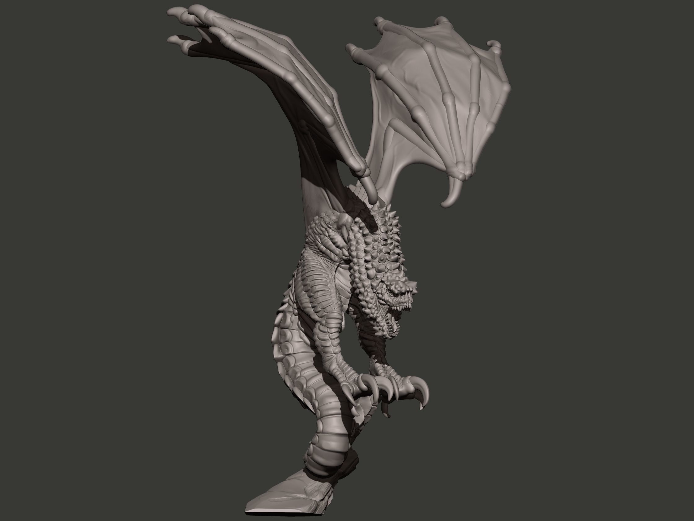 Wyvern dragon statue 3D print model_9