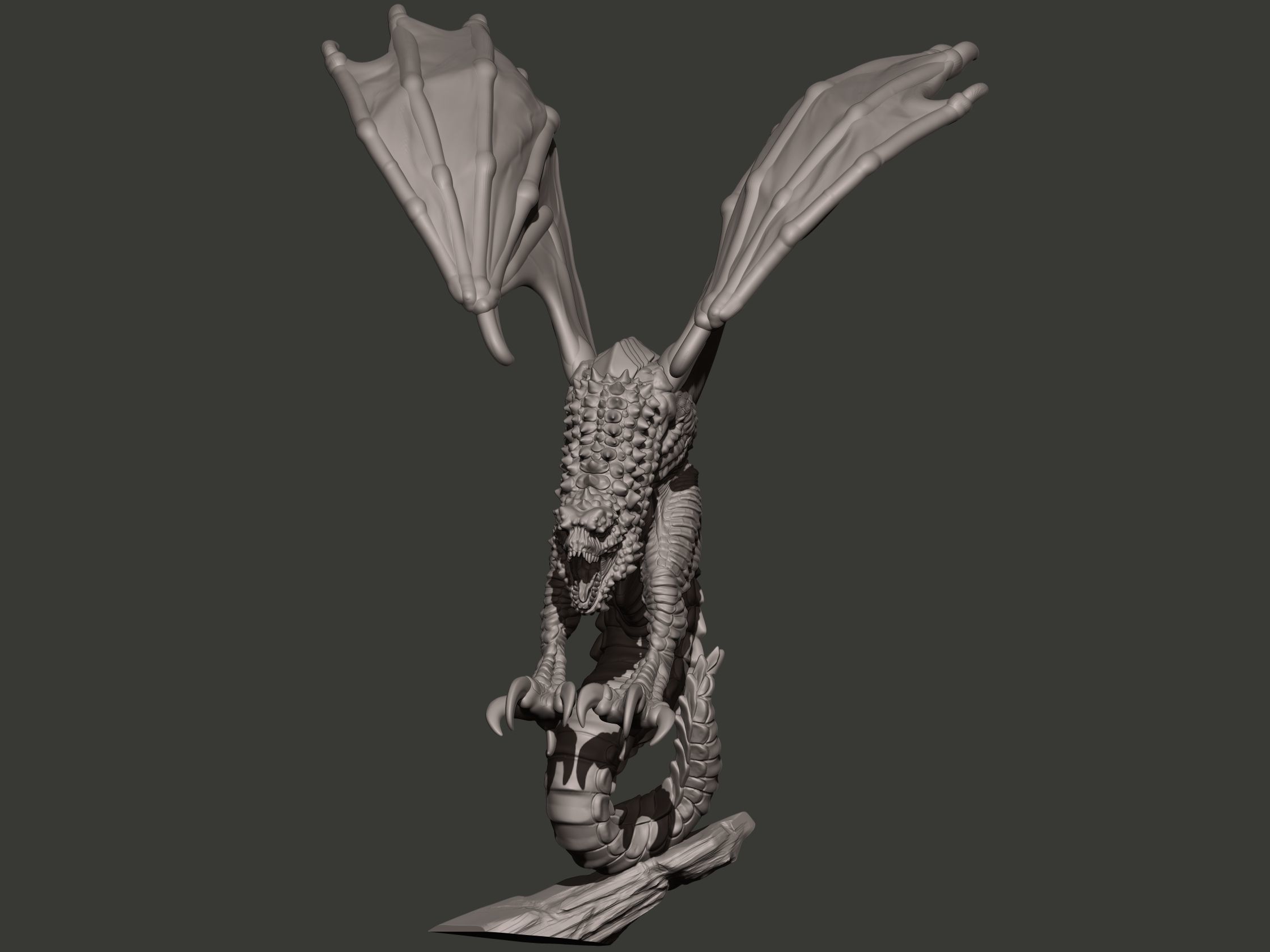 Wyvern dragon statue 3D print model_7