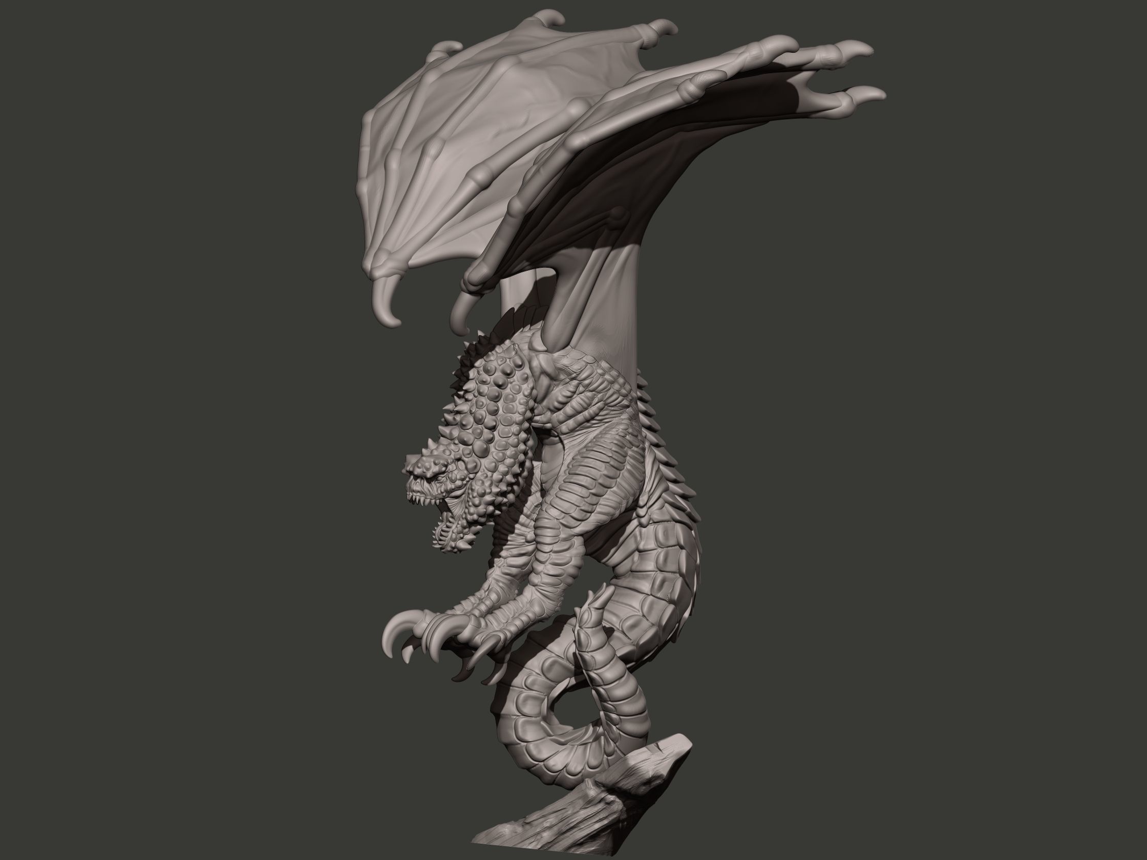 Wyvern dragon statue 3D print model_3