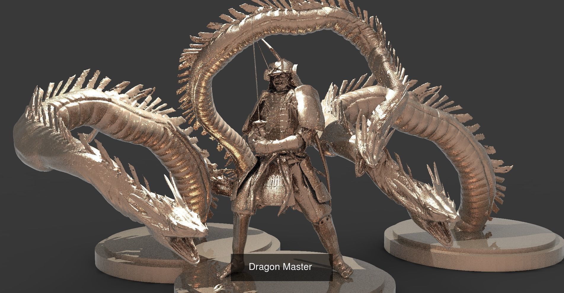 Samurai Warrior statues 3D Model Collection_6