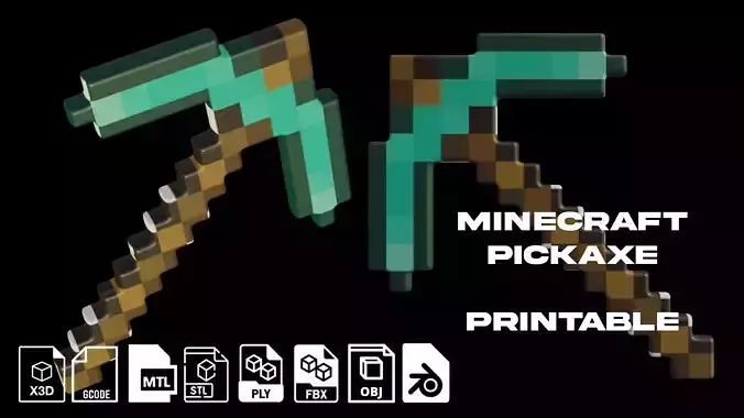 Minecraft Printable Pickaxe 3D print model