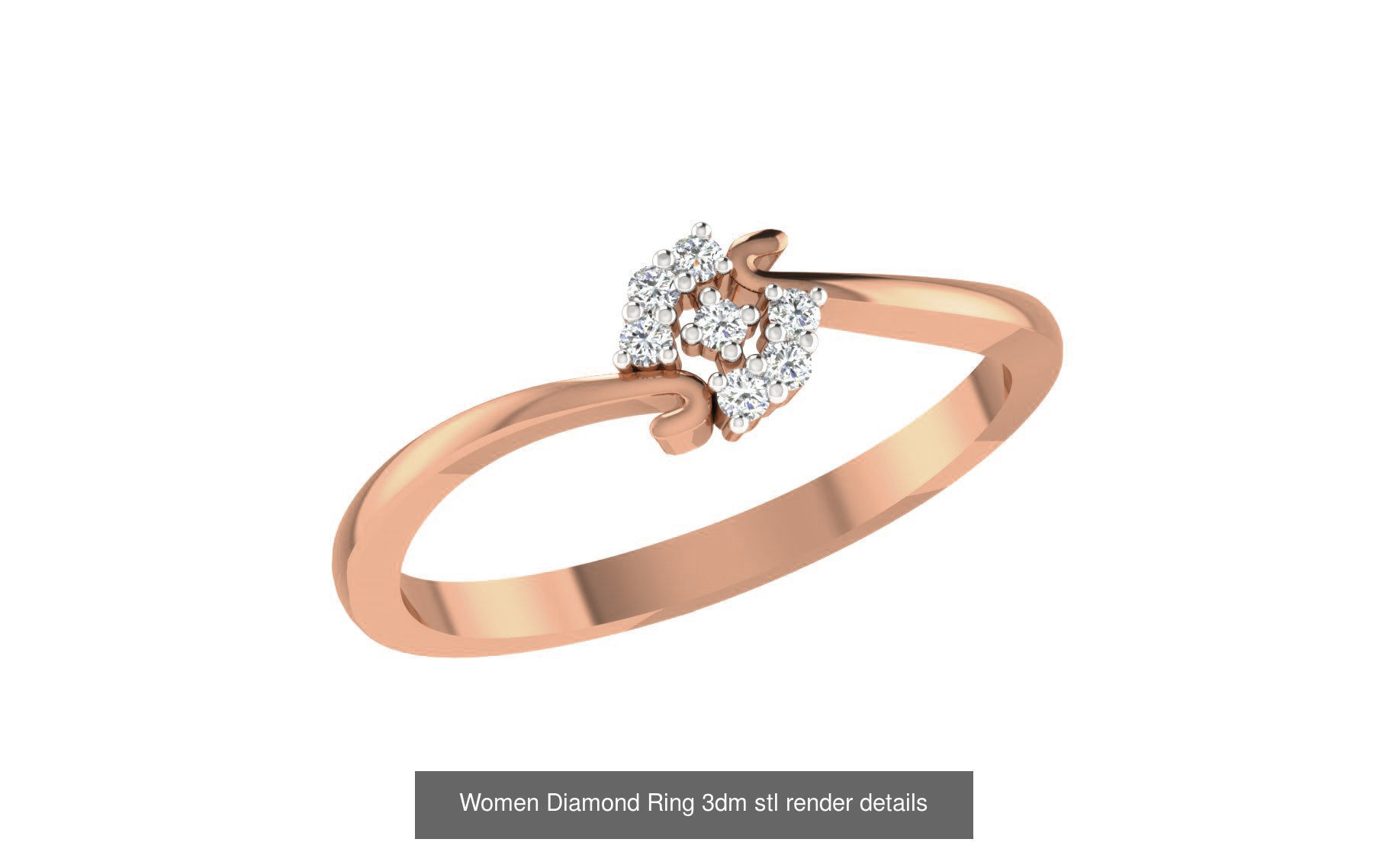 271 Minimilistic Light Wt Women Diamond Ring 3dm render details 3D Model Collection_209