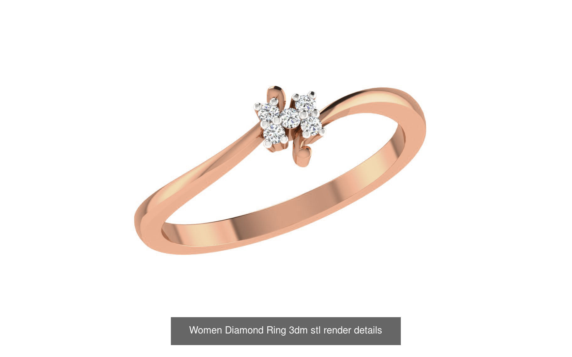 271 Minimilistic Light Wt Women Diamond Ring 3dm render details 3D Model Collection_208