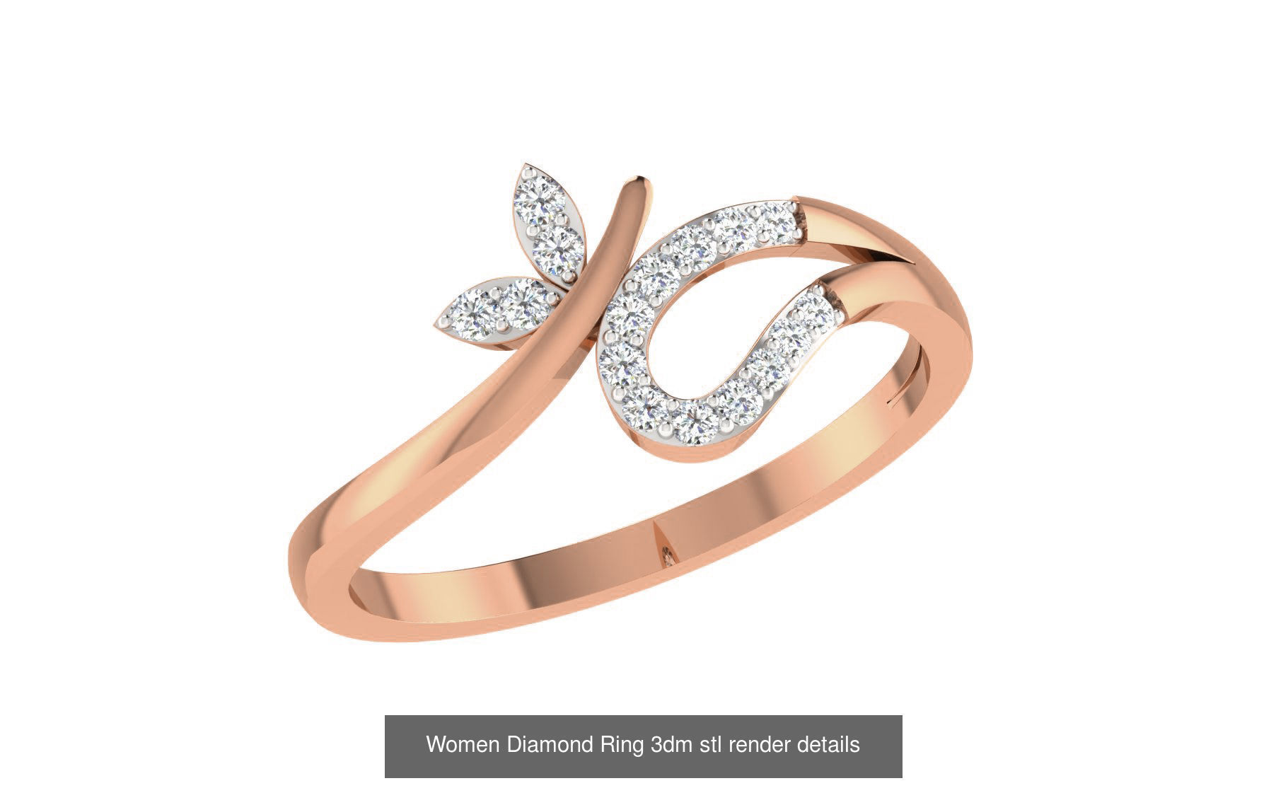 271 Minimilistic Light Wt Women Diamond Ring 3dm render details 3D Model Collection_185