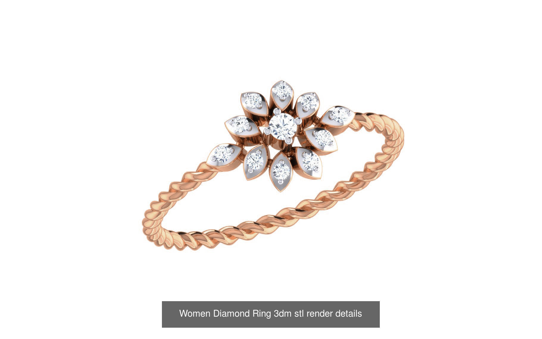 271 Minimilistic Light Wt Women Diamond Ring 3dm render details 3D Model Collection_94
