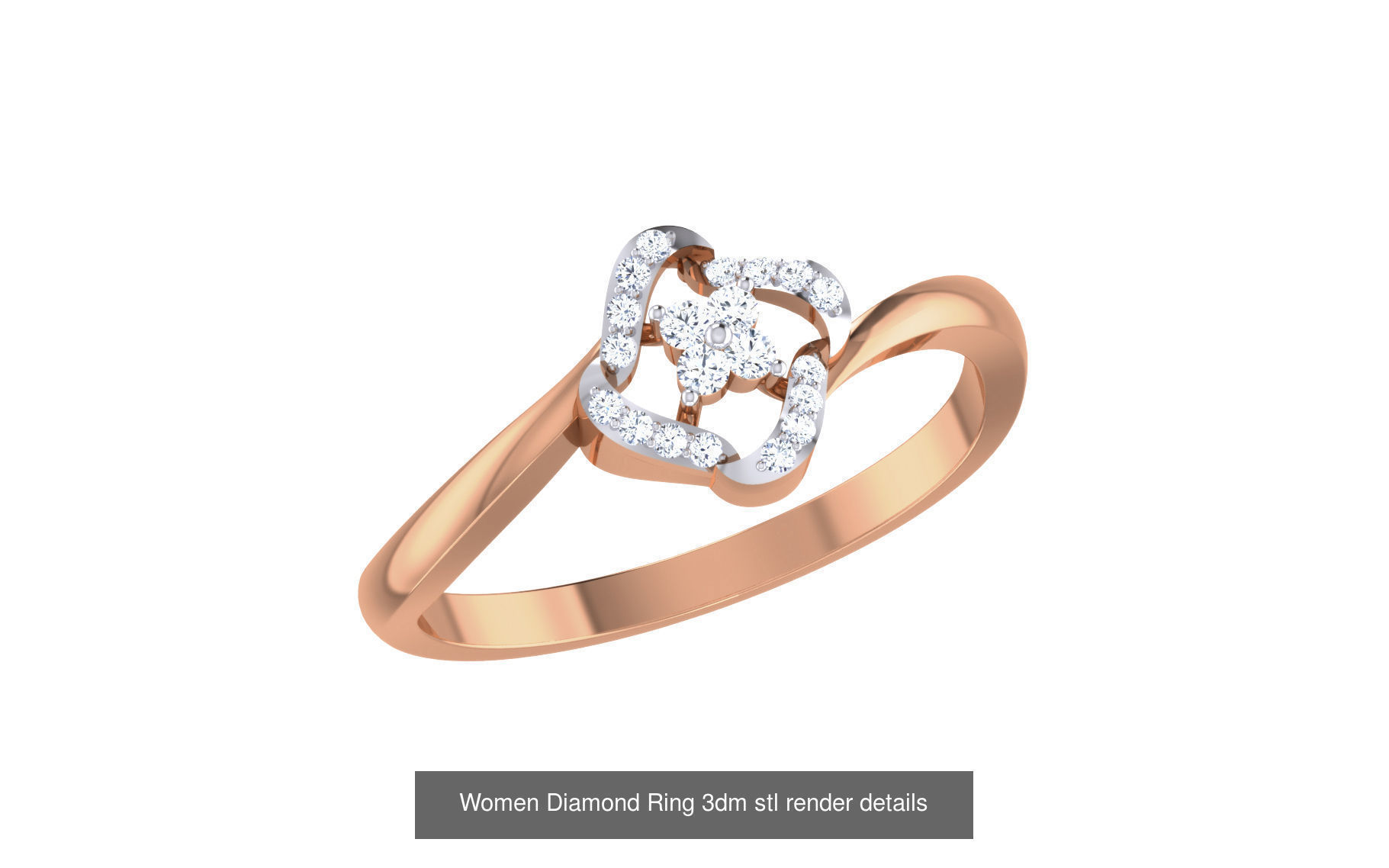 271 Minimilistic Light Wt Women Diamond Ring 3dm render details 3D Model Collection_93