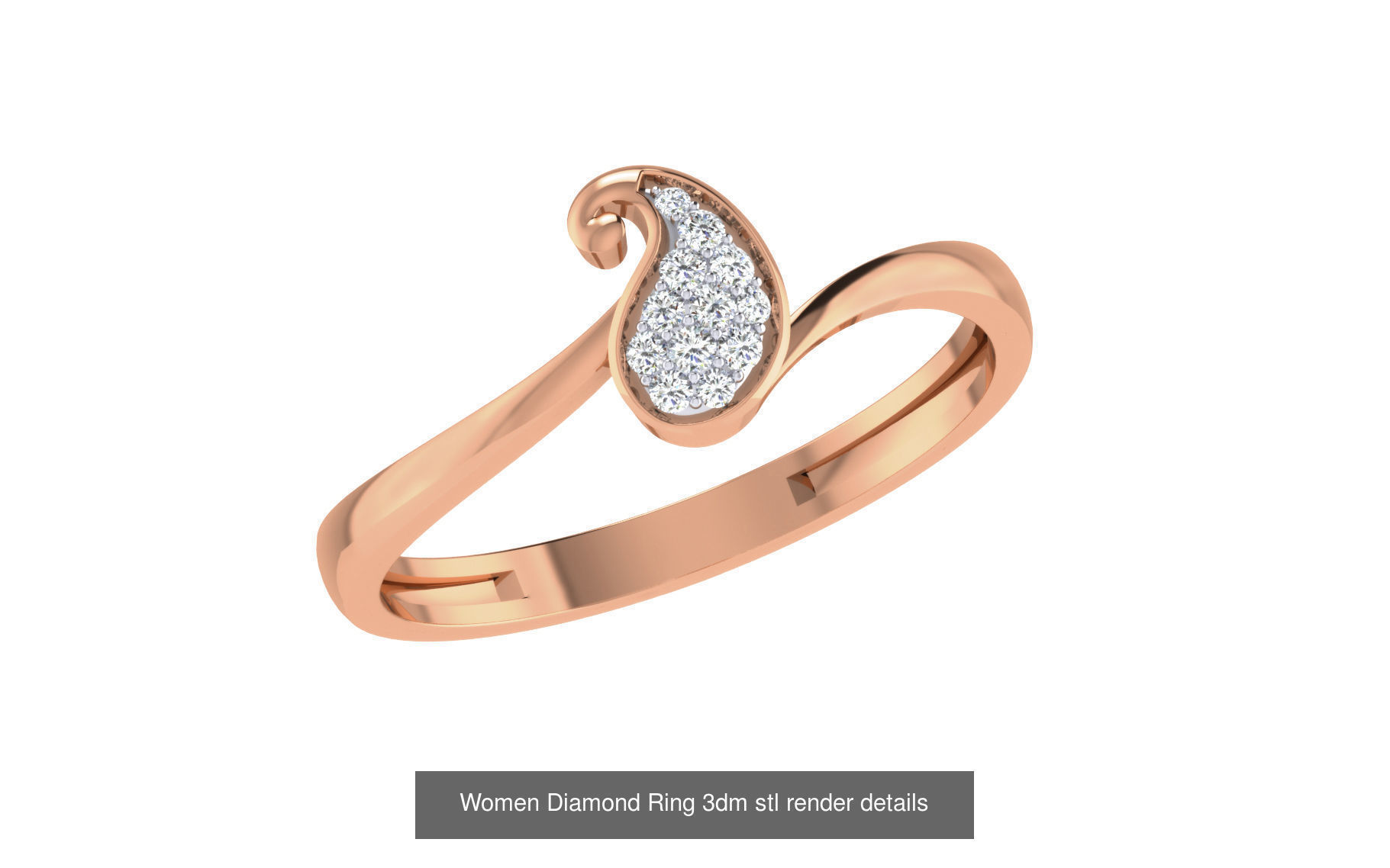 271 Minimilistic Light Wt Women Diamond Ring 3dm render details 3D Model Collection_38