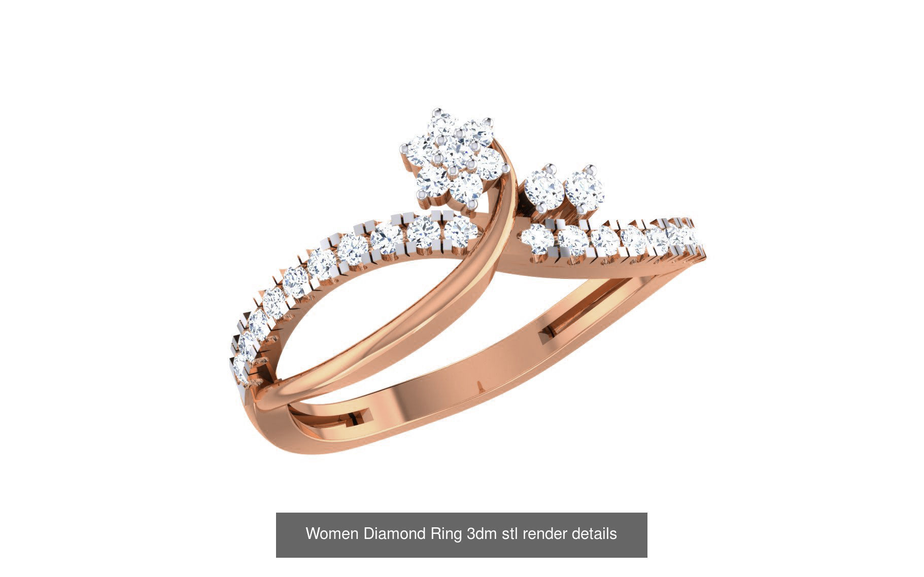 271 Minimilistic Light Wt Women Diamond Ring 3dm render details 3D Model Collection_80