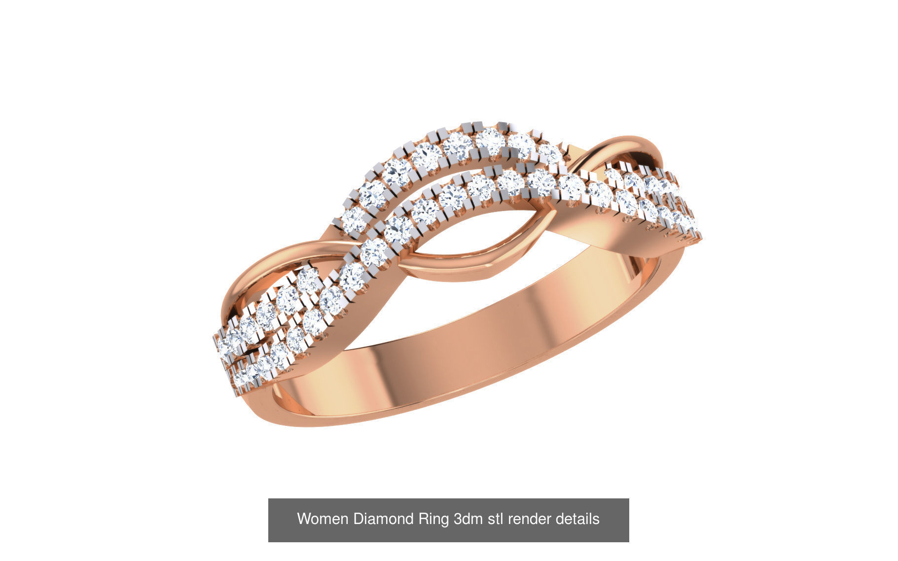 271 Minimilistic Light Wt Women Diamond Ring 3dm render details 3D Model Collection_86