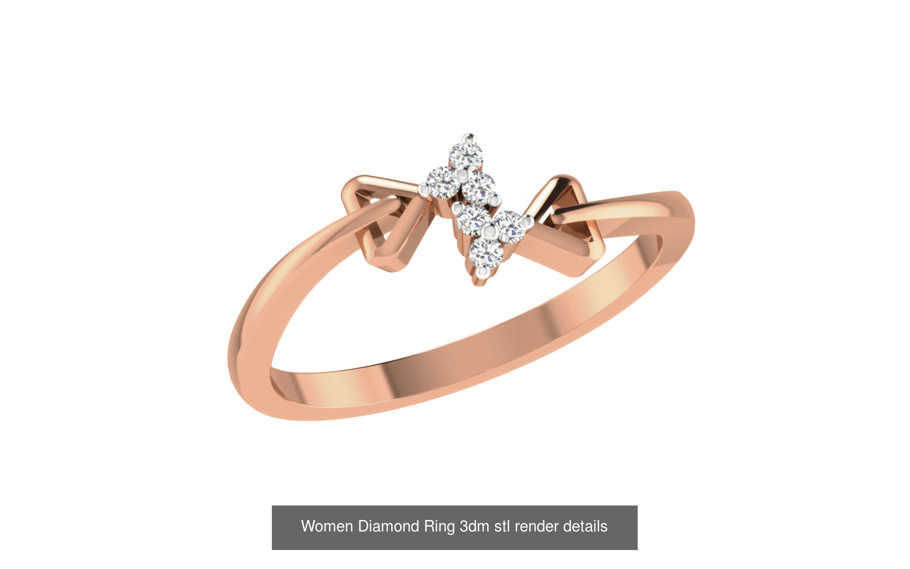 271 Minimilistic Light Wt Women Diamond Ring 3dm render details 3D Model Collection_211