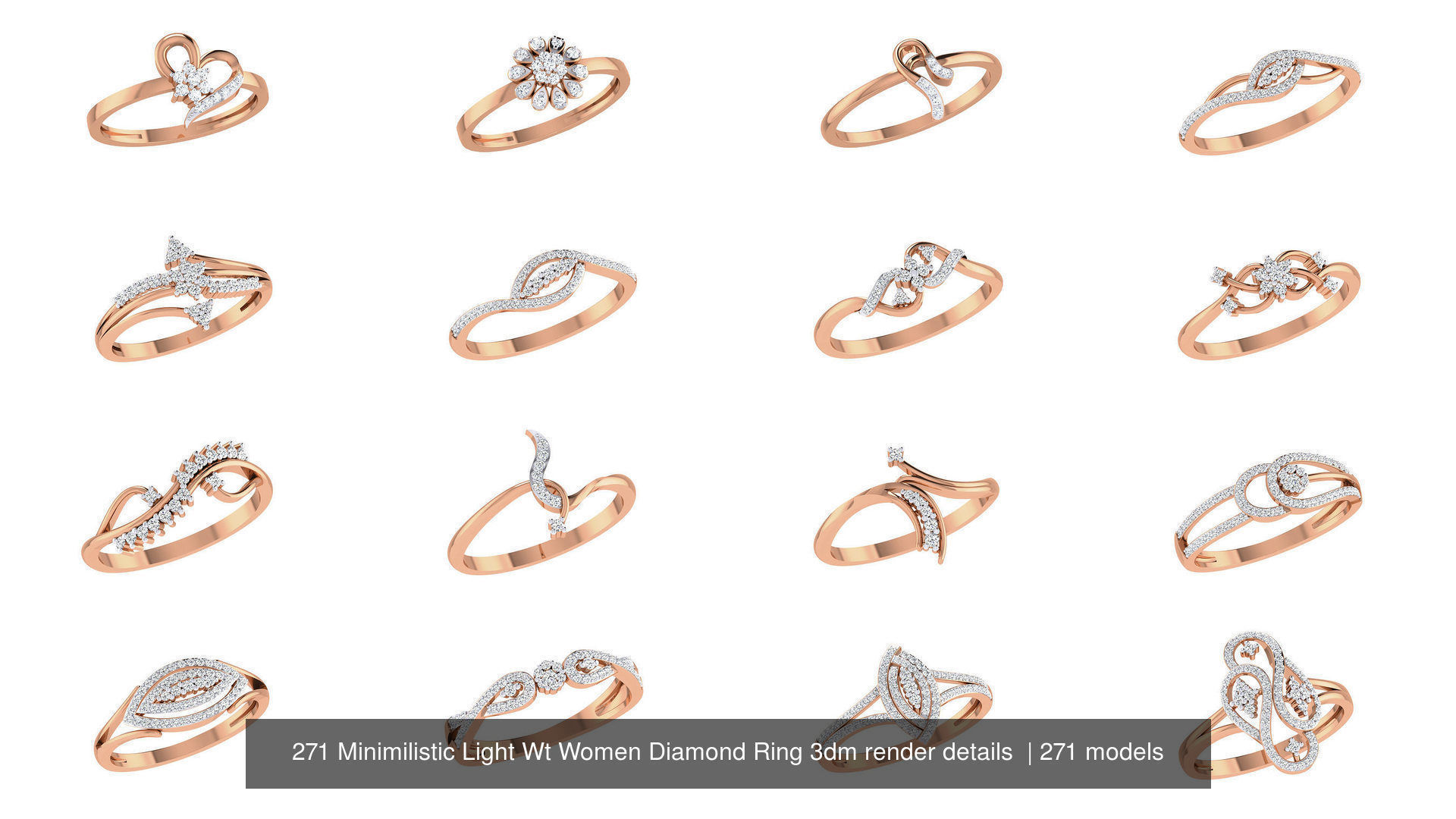 271 Minimilistic Light Wt Women Diamond Ring 3dm render details 3D Model Collection_12