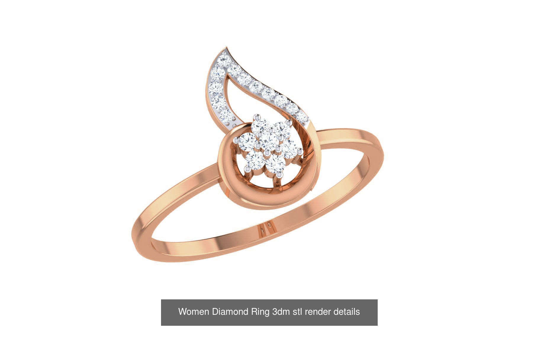 271 Minimilistic Light Wt Women Diamond Ring 3dm render details 3D Model Collection_91