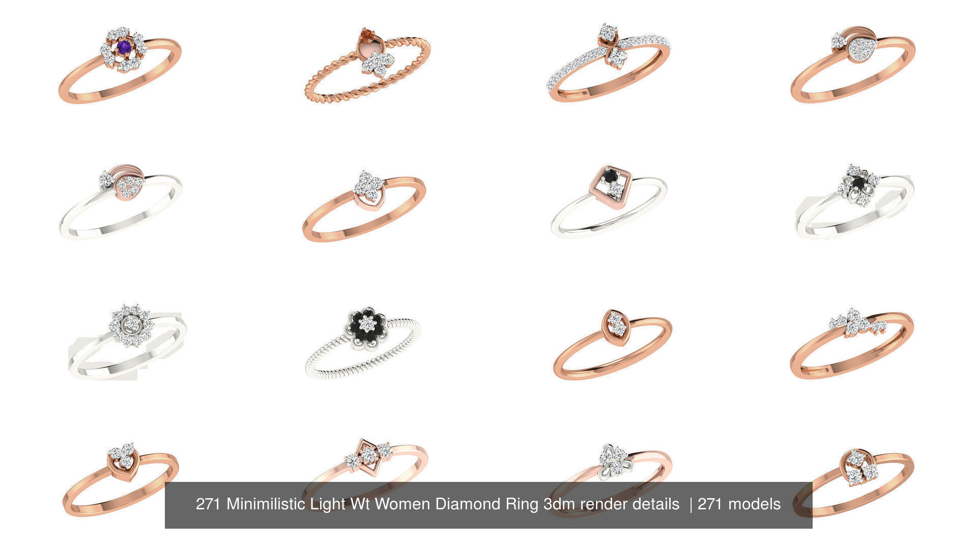 271 Minimilistic Light Wt Women Diamond Ring 3dm render details 3D Model Collection_33