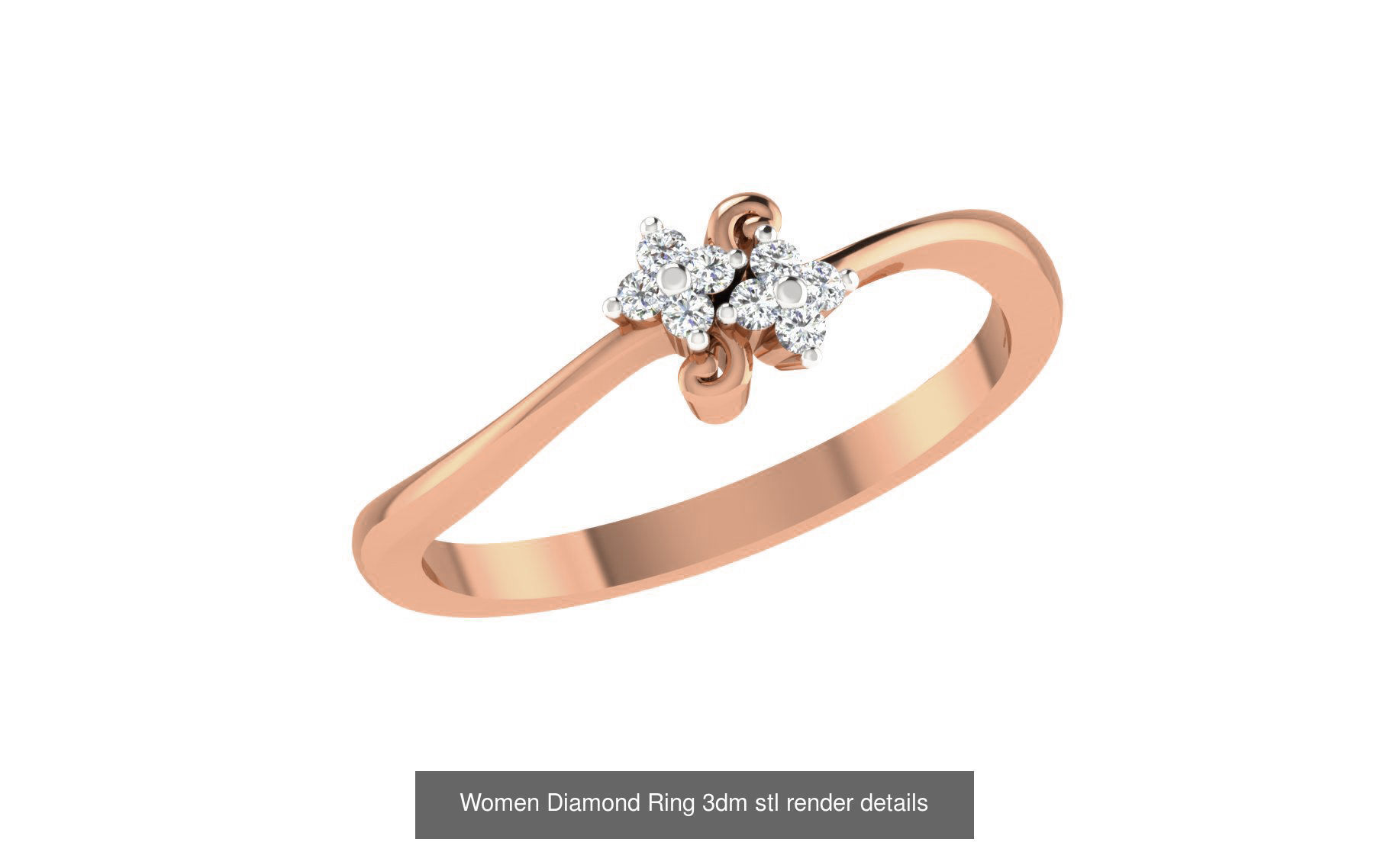 271 Minimilistic Light Wt Women Diamond Ring 3dm render details 3D Model Collection_206