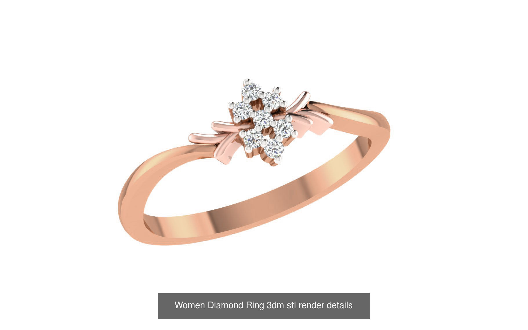271 Minimilistic Light Wt Women Diamond Ring 3dm render details 3D Model Collection_205
