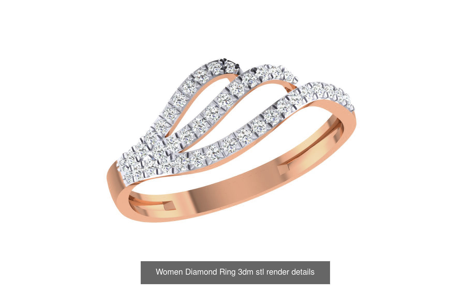 271 Minimilistic Light Wt Women Diamond Ring 3dm render details 3D Model Collection_44