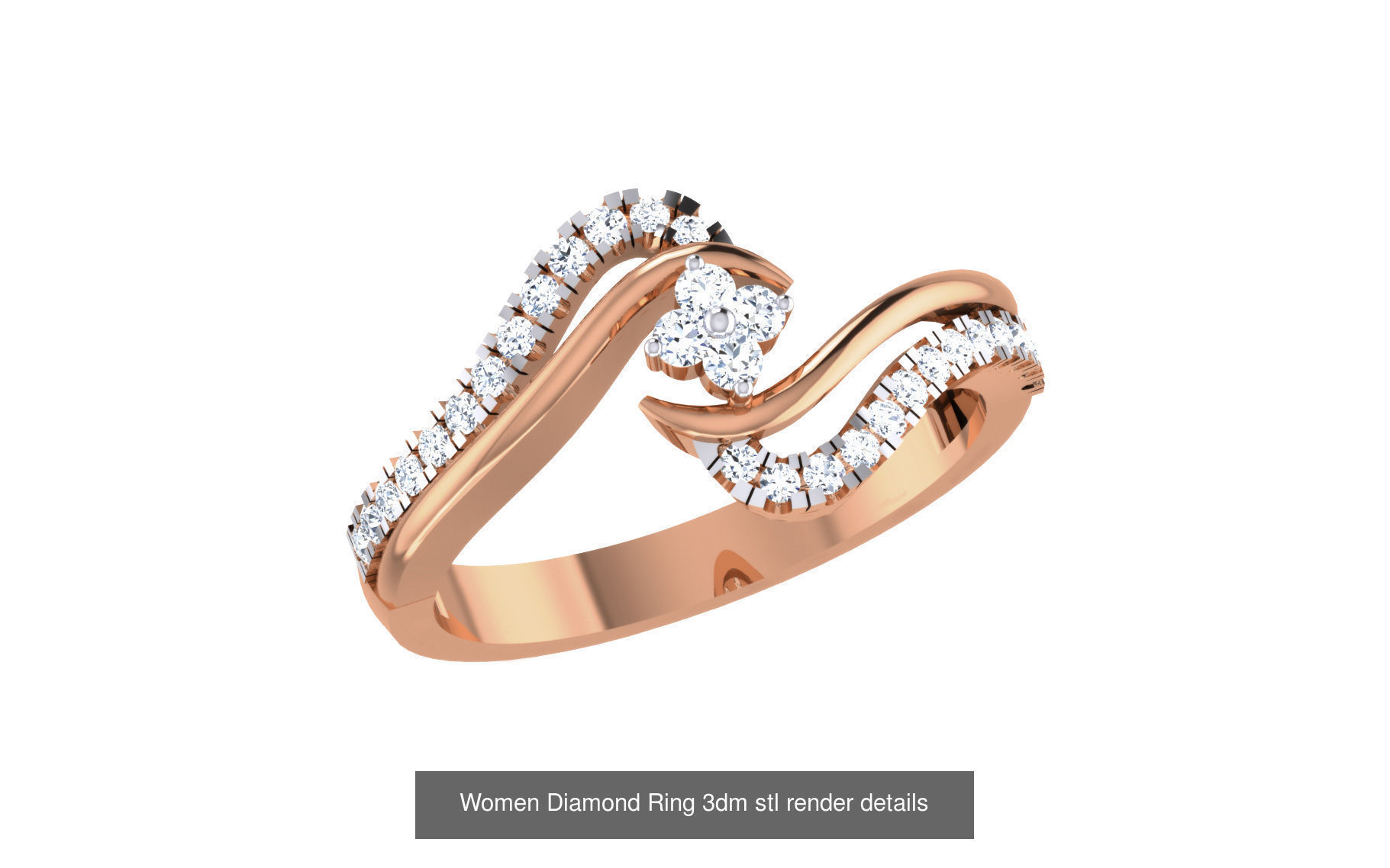 271 Minimilistic Light Wt Women Diamond Ring 3dm render details 3D Model Collection_84