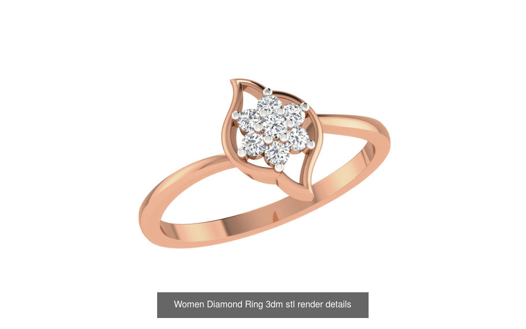 271 Minimilistic Light Wt Women Diamond Ring 3dm render details 3D Model Collection_174