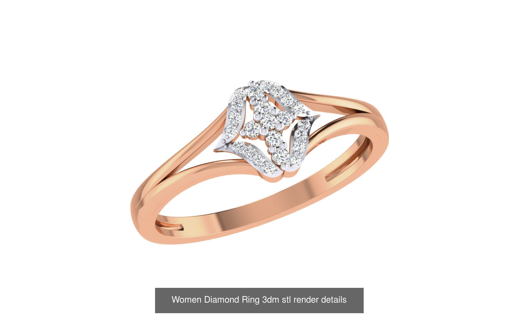 271 Minimilistic Light Wt Women Diamond Ring 3dm render details 3D Model Collection_164